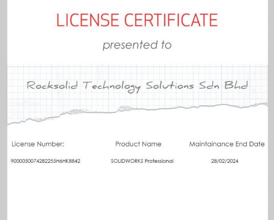 CERTIFICATE: SOLIDWORKS Professional License