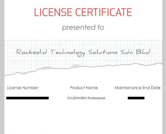 CERTIFICATE: SOLIDWORKS Professional License